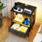 2 Pack Modern Nightstand with Charging Station, LED Light and Fabric Drawers-1651829718