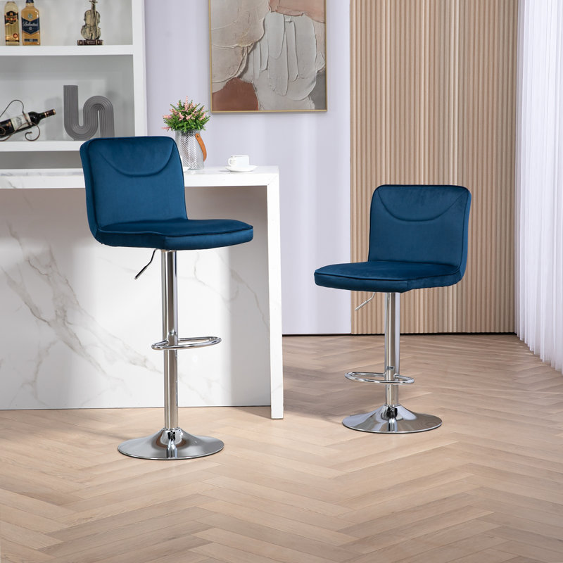 Tabouret de bar Bevelyn, Marine / Argent