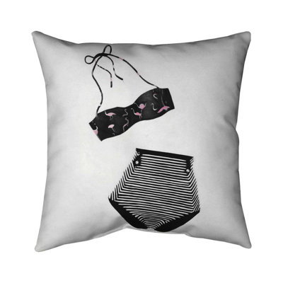 Vintage Women's Swimsuit - Fashion Poly Twill Throw Pillow