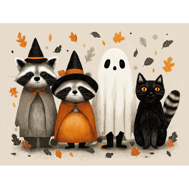 «Halloween Friends», art mural sur toile tendue, H 12 po x l 16 po