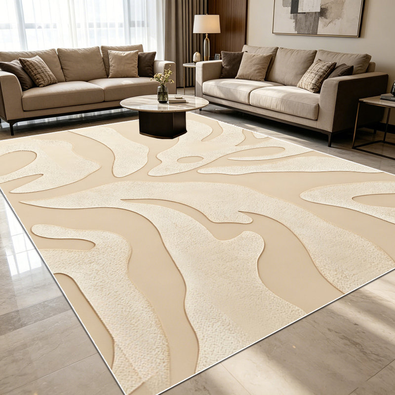 1PC Abstract Beige Organic Swirl Pattern area rugs for Living Room, Soft and Comfortable, Suitable for all seasons, easy-to-maintain, machine washable Indoor floor mat, Under Table Farmhouse suitable for dining table, bedroom, entryway, kitchen,