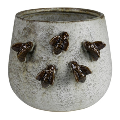 Cachepot with 5 Bees - 4”, Ceramic