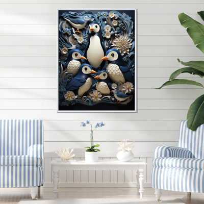Reproduction sur toile d'un pingouin monochrome