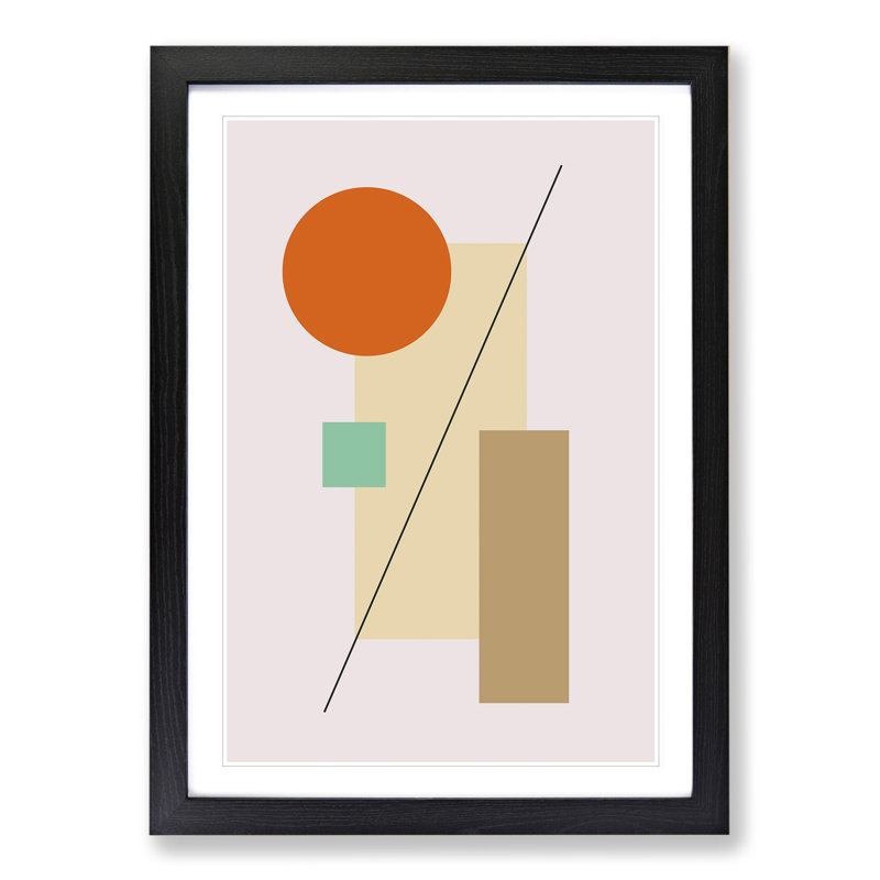 Abstract Blocks - Framed Print, Black, 90cm H x 65cm W x 2cm D