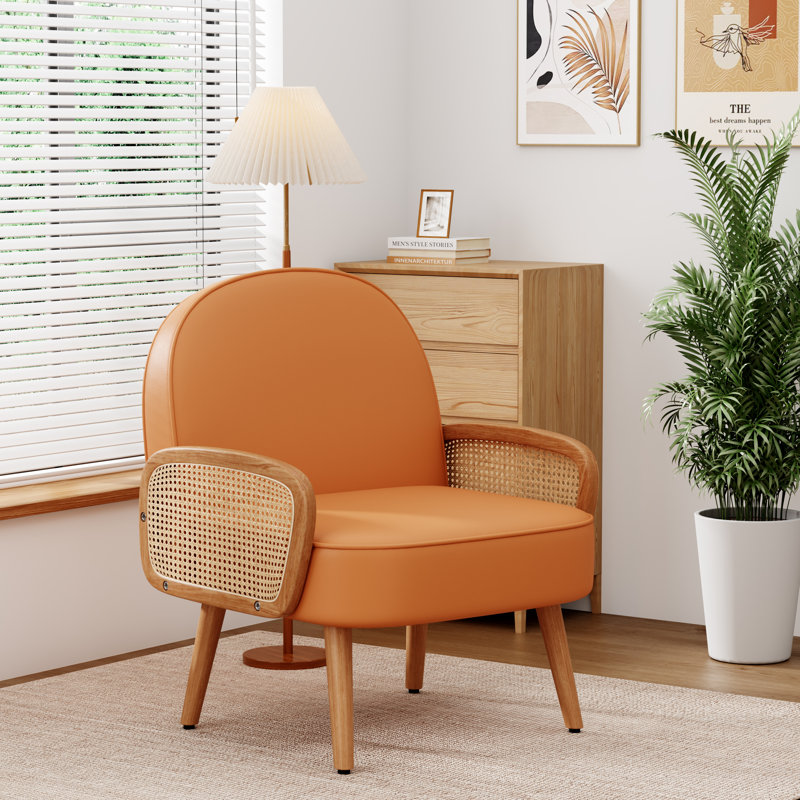 Fauteuil de 26 po de largeur Destefano, Similicuir orange