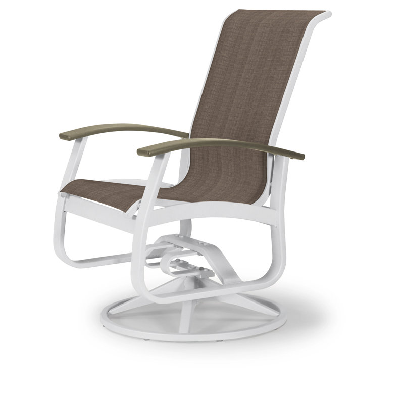 Chaise de patio pivotante Askar, Moka Sunbrella®, Beachwood P40, Blanc brillant