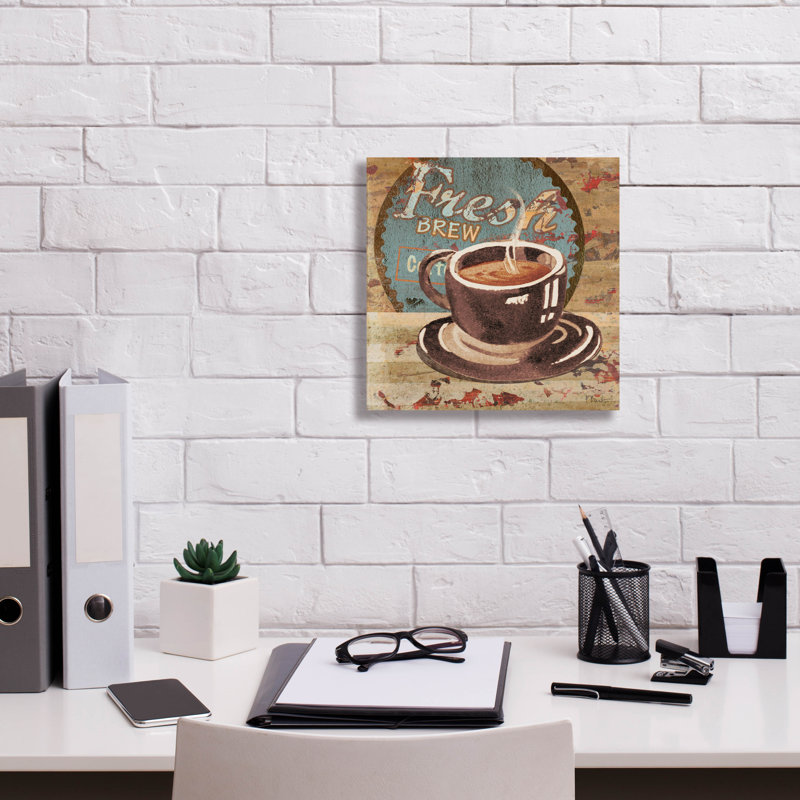 «Coffee Brew Sign I» par Paul Brent, art mural sur toile, 26 po x 26 po, H 12 po x l 12 po x P 0,75 po