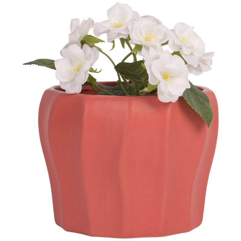 5"H Embossed Swirl Pink Planter