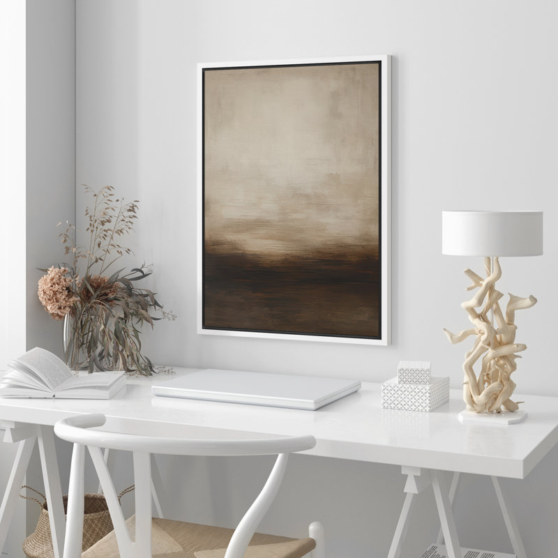 Reproduction d'art abstrait sur toile encadrée pour décoration intérieure moderne, H 24 po x l 16 po, Blanc