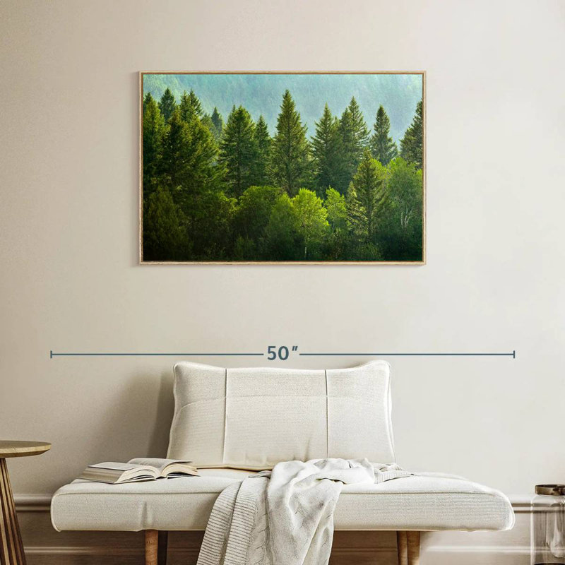 Pin vert luxuriant, Cadre flottant en bois naturel, 37 po x 25 po