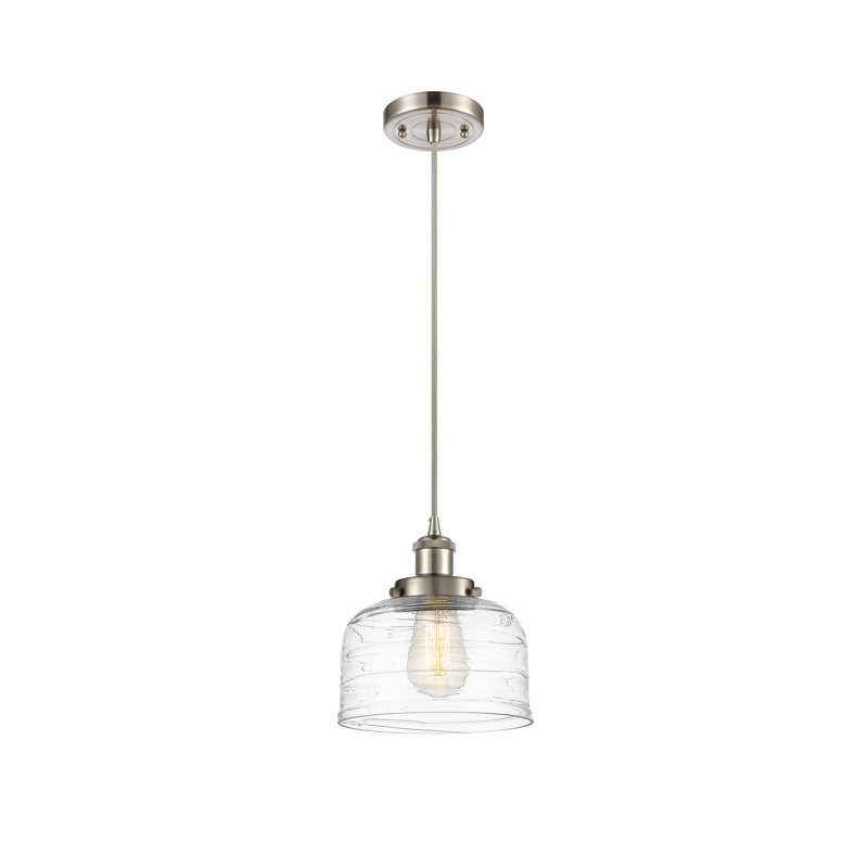Luminaire suspendu en forme de cloche à 1 lumière Bolingbrook, Nickel satiné brossé