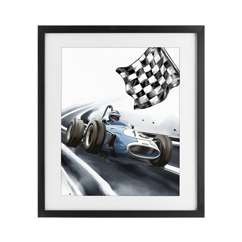 «Dynamic Racecar Drive», reproduction d'art encadrée sous verre, conception de Christine Simpson, H 21 po x l 17 po