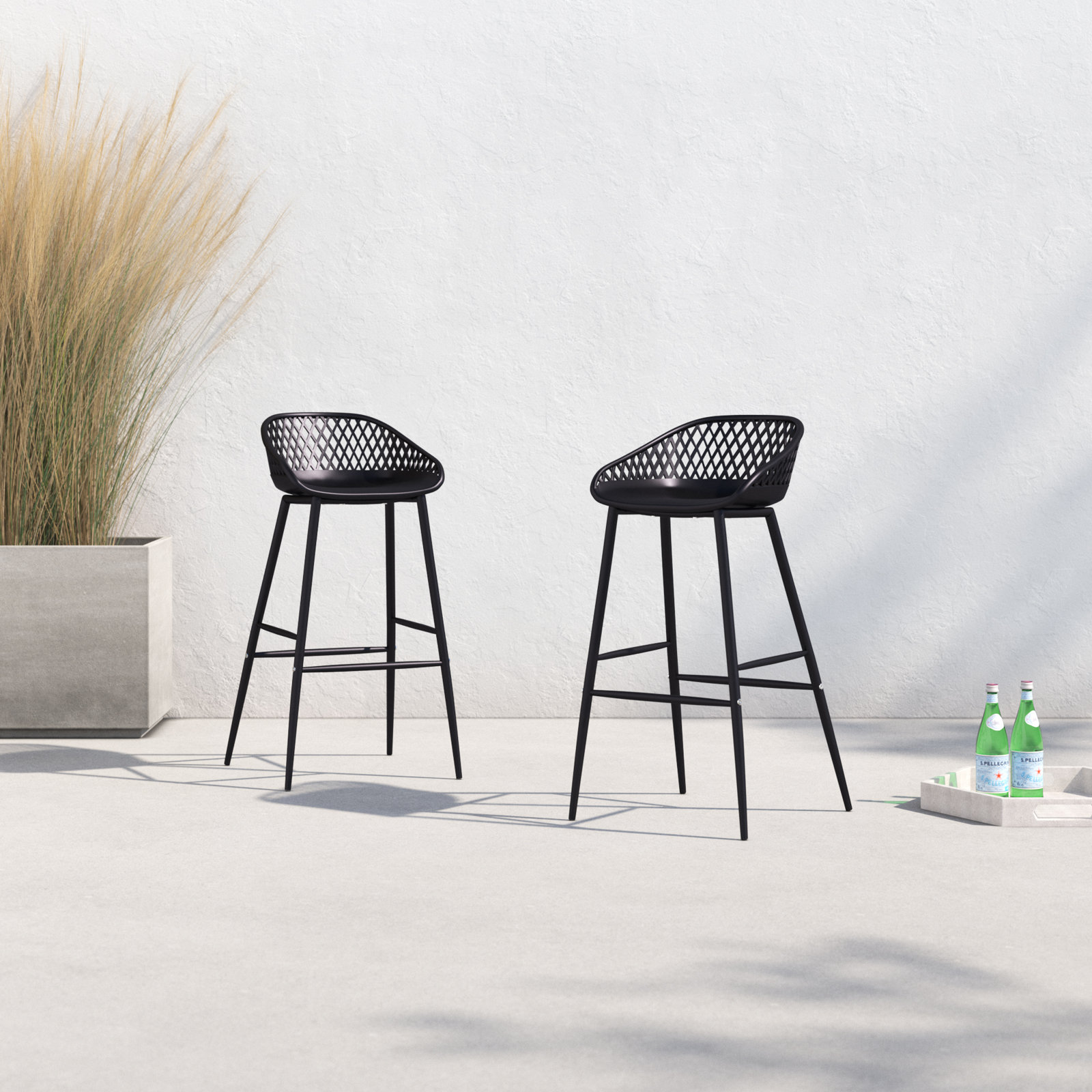 Newark Patio Bar Stool, Black, 29"