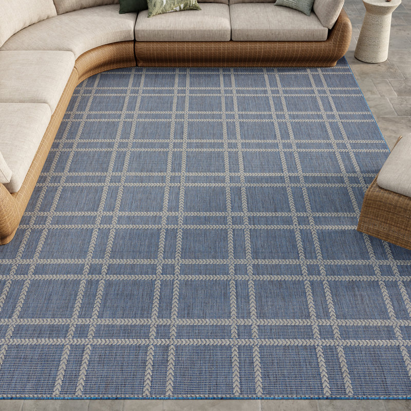 Akyla Rectangle Plaid Indoor / Outdoor Area Rug, Rectangle 20'4" x 25'5"