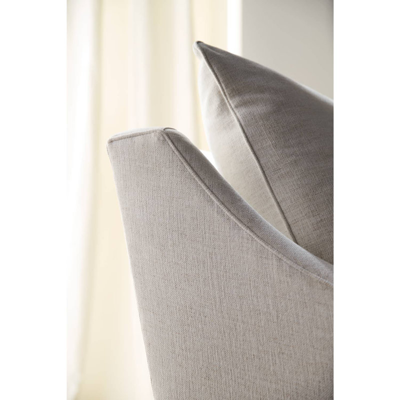 Kara Swivel Armchair, Cotton Blend, Beige, 38"H x 39"W x 33"D