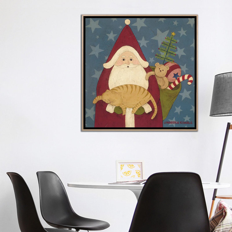 Père Noël - reproduction d'art murale - toile encadrée, H 37 po x l 37 po, Impression encadrée sans passe-partout, Beige