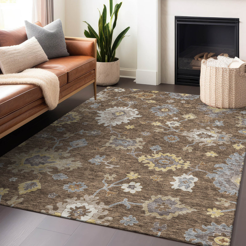 Premium Machine Washable Prisco Chocolate Rug, Rectangle 2'6" x 3'10"