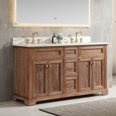Jadarrien 60'' Double Bathroom Vanity Set With Engineered Culture Stone White Top