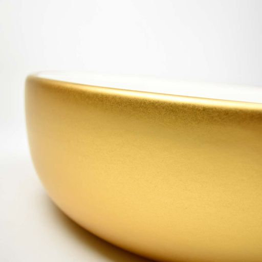 Bliss Ceramic Round Drop-In Bathroom Sink, Matte Gold/White
