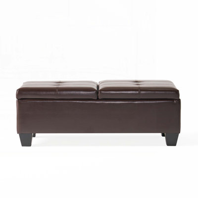 PU Leather Upholstered Storage Ottoman Bench