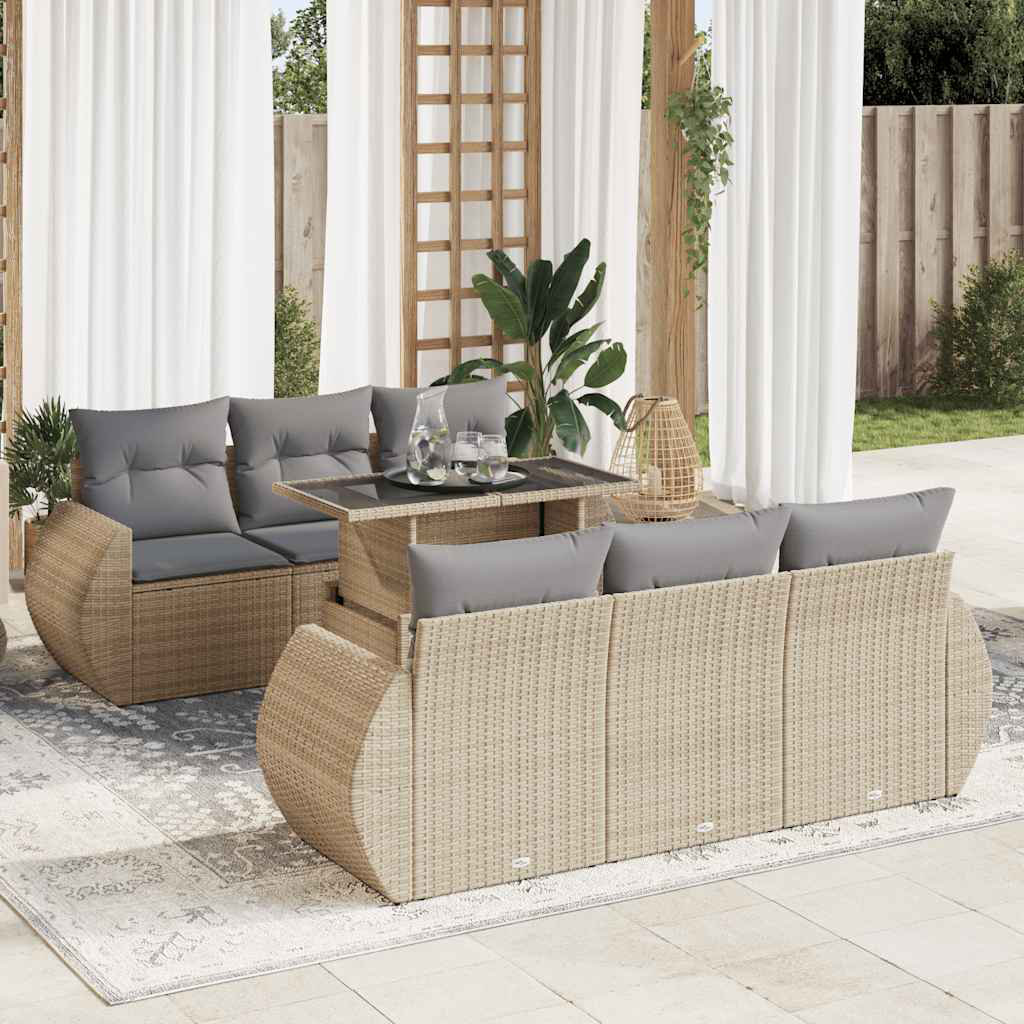 Vidaxl 7-Tlg. Garten-Sofagarnitur Mit Kissen Grau Poly Rattan