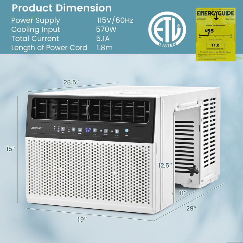 Costway 6000 BTU Window Air Conditioner with Energy Saver Mode and Dehumidifier Function