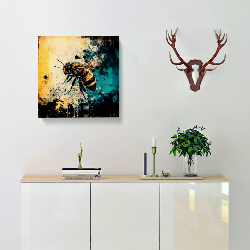 Bee Abstract Expressionism - Wrapped Canvas, 35cm H x 35cm W x 3cm D