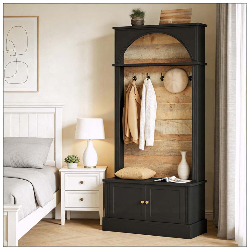 Portemanteau autoportant avec banc à chaussures et armoire