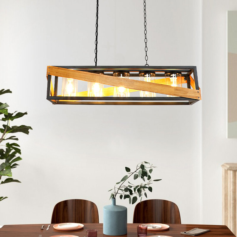 Luminaire suspendu géométrique à 5 lumières pour îlot de cuisine Deyonce