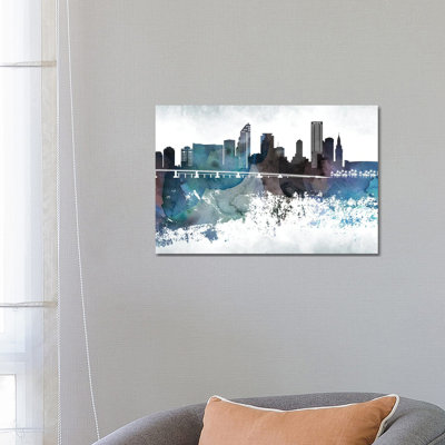 Miami Bluish Skylines - Wrapped Canvas Print