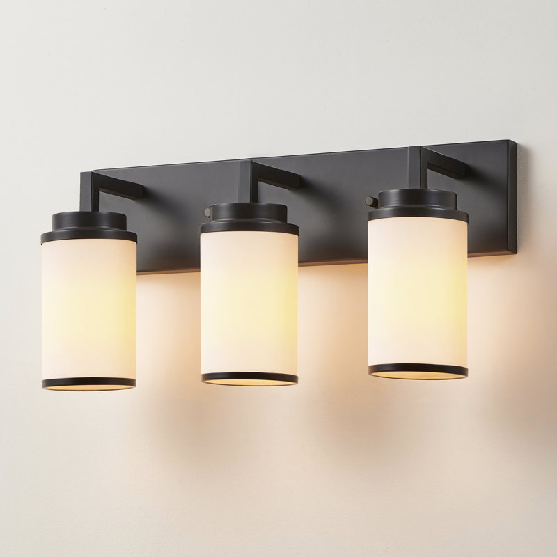 Éclairage de meuble-lavabo transitionnel à intensité variable, Noir mat, 3 lumières