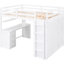 Lit mezzanine double - blanc. Tiroirs, bureau et garde-robe inclus. Fabrication. Pas de sommier tapissier. L 78,3 po x l 56,7 po x H 65 po. Pour un sommeil confortable Blanc avec solution de chambre polyvalente pour tous