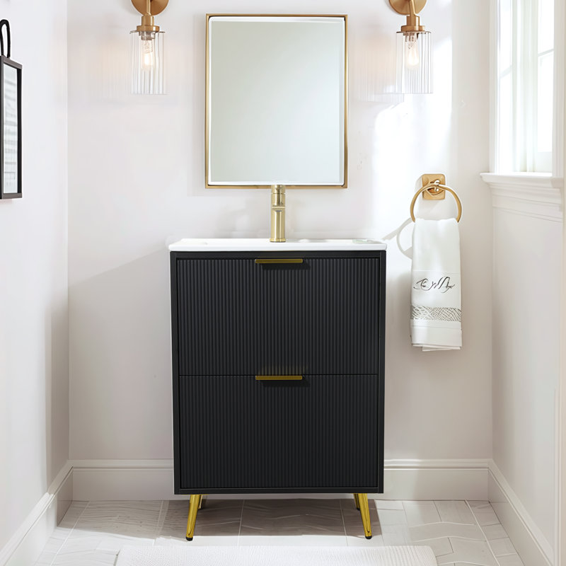 Ensemble de meuble-lavabo simple 24 po noir moderne