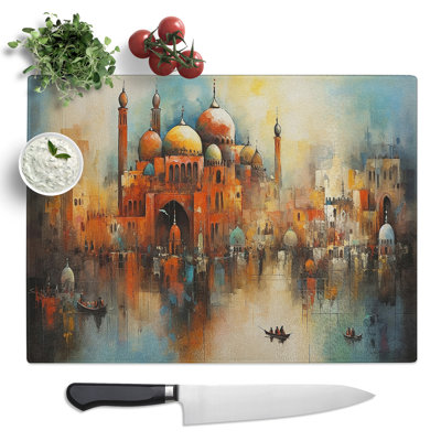 Venice Abstract No.2  Glass Chopping Board