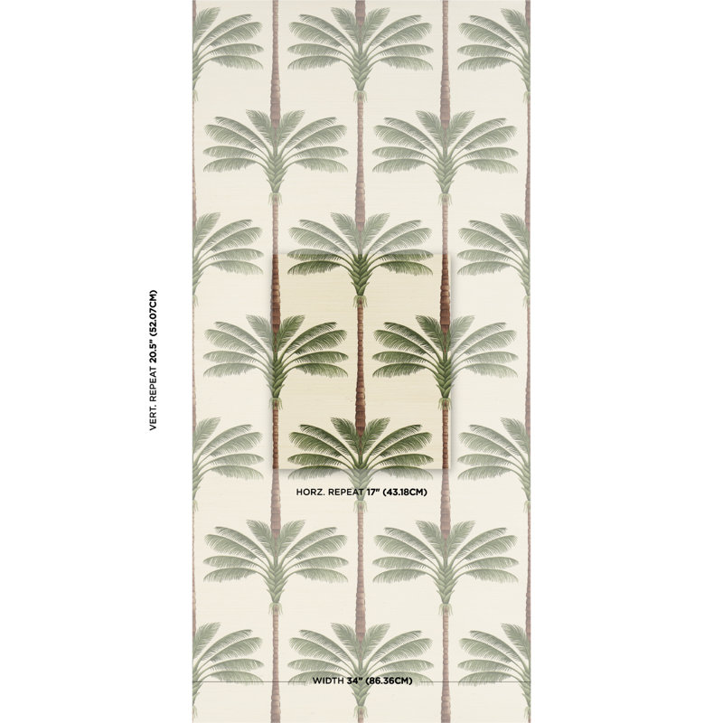 Schumacher X - papier peint en sisal A Palm Is A Palm, Vert