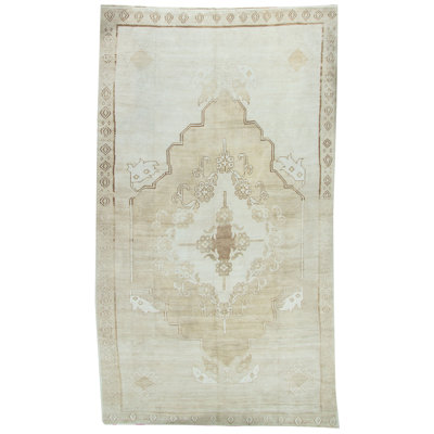 Tapis beige en laine de conception unique 8 pi 7 po x 15 pi années 1940