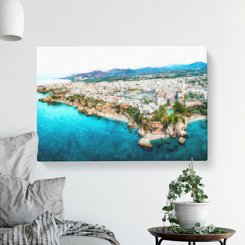 Coastline of Nerja in Spain - Wrapped Canvas, 50cm H x 76cm W x 3cm D