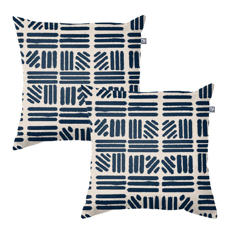 Printed Indoor/Outdoor, 45x45cm, Navy Hatch