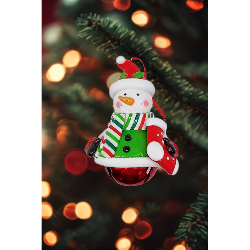 Ornement de Noël - bonhomme de neige en pain d'épice brillant.  Décoration festive F07-N2-14-E2504B