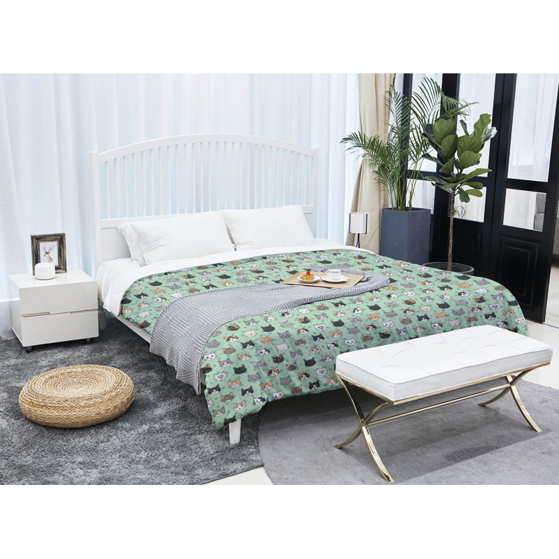 Grand confort réversible pour chat simple kitty Katelyn  Elizabeth, Édredon très grand, Vert