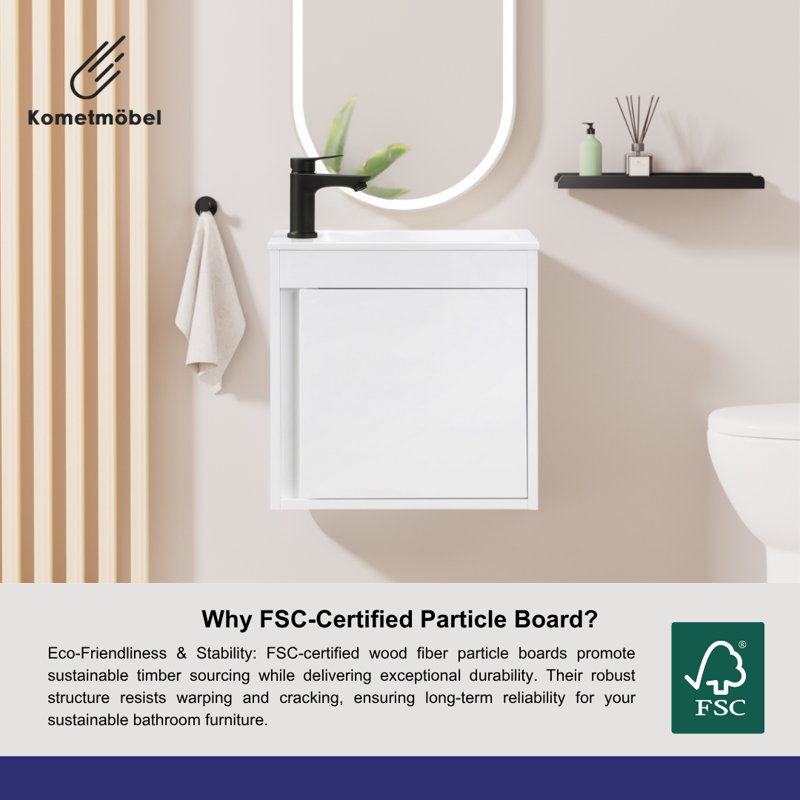 500mm Single Bathroom Vanity with Integrated Resin Basin, White
