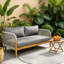 Causeuse d'extérieur moderne en corde de bois d'acacia à tissage de corde avec sièges profonds et coussins-674371150