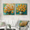 Bloom, blanc, orange, nature morte, jonquilles I - jonquilles, art mural - ensemble d'art mural traditionnel 2 pièces