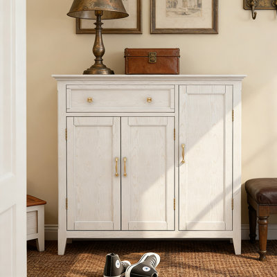 Banc de rangement blanc en bois manufacturé