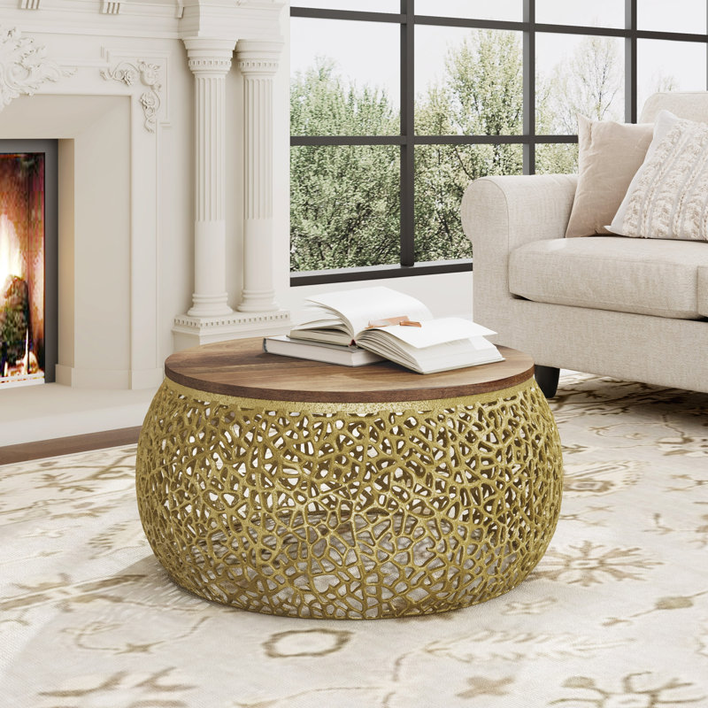 Aluminum Coffee Table With Wooden Top
