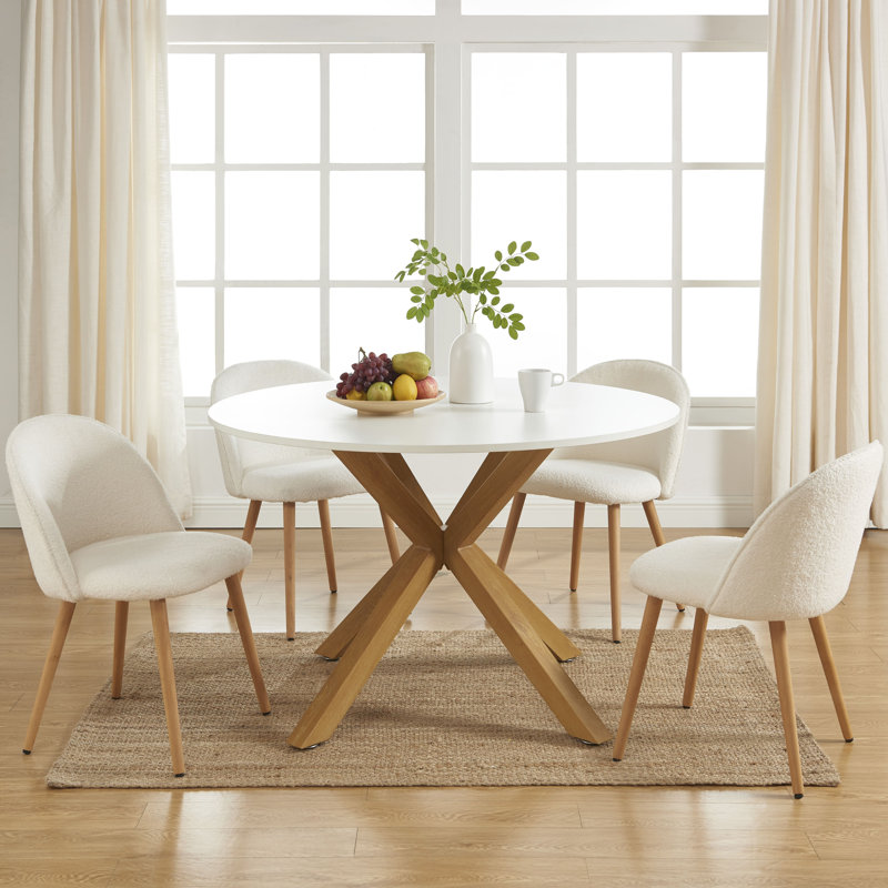 Kazier round dining table with white and oak effect - 47.24 inches