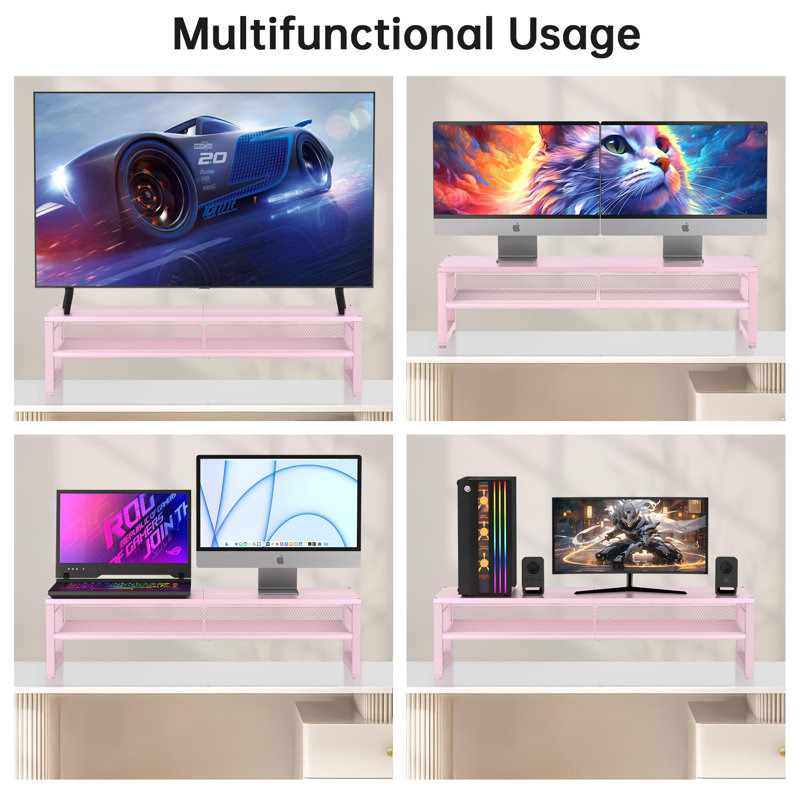 Desk Organizers And Accessories, Dual Monitor Stand Riser For Desk Organizer, Computer Stand Desk Accessories Workspace Desktop Organizer