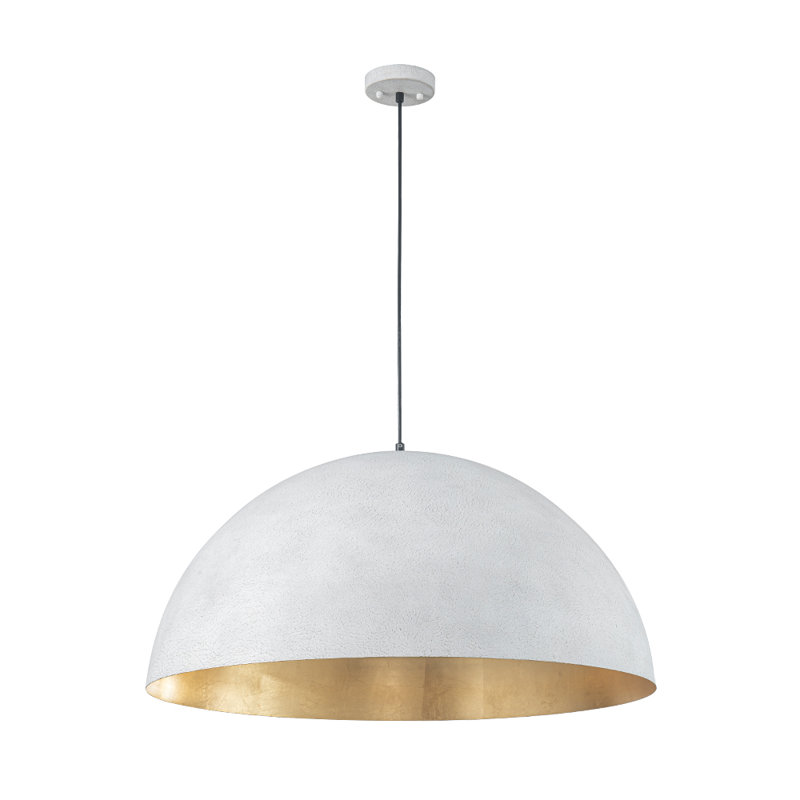 Luminaire suspendu industriel surdimensionné en métal surdimensionné, Blanc vieilli, H 16,1 po x l 31,5 po x P 31,5 po