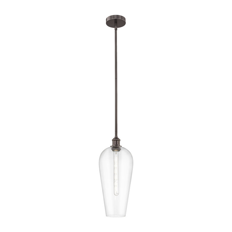 Edison - Chelsea - Mini-luminaire suspendu avec tige 1 lumière, Bronze frotté à l'huile, Clair
