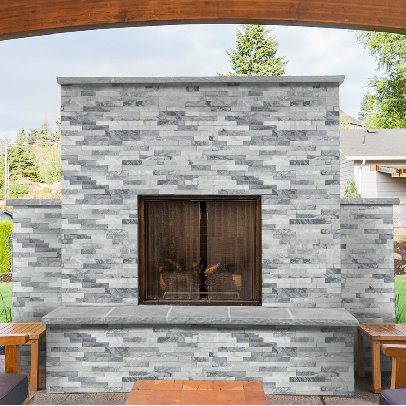 Stonecrest 6 in. x 24 in. Split Face Natural Stone Ledger Panel Wall Tile, Glacier Gris